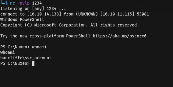shell as svc-account